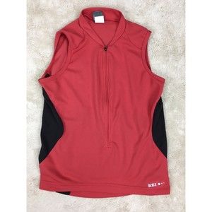 REI Women’s Sleeveless SMALL Shirt Zip Orange Vest Pockets Pouch on Back Running